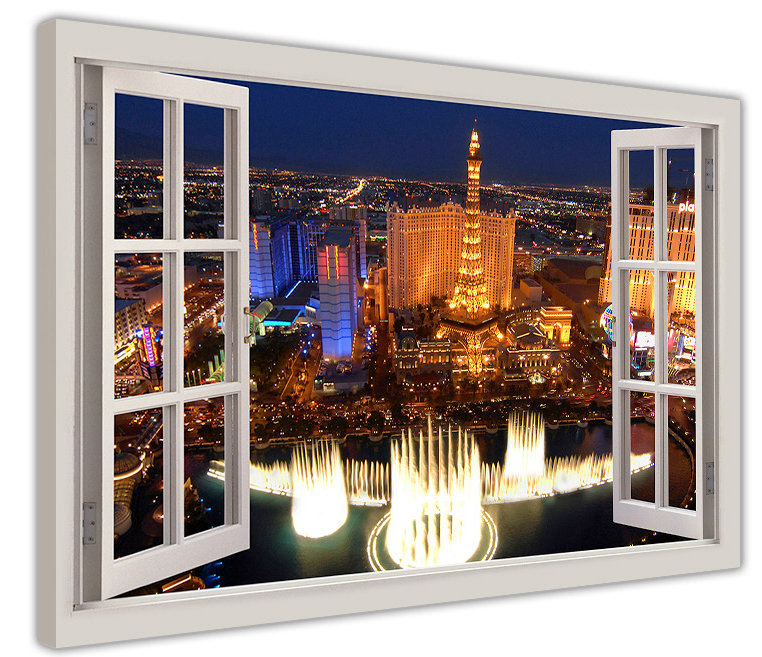 East Urban Home Las Vegas Night Window Effect Photographic Print on